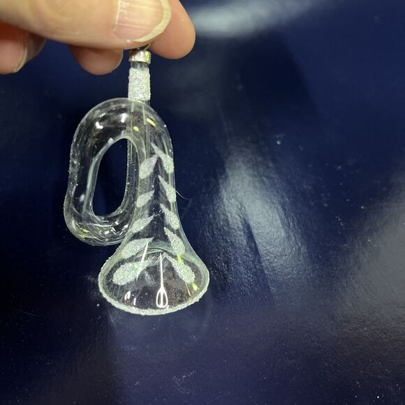 Rare VTG Lot Of 6 Hand- Blown Clear Glass French Horn Christmas Ornaments - D8 - Picture 4 of 9